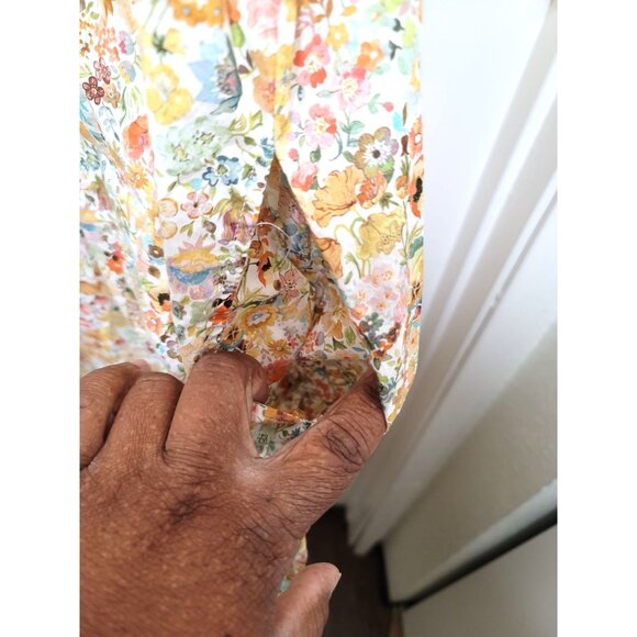 Vintage Makie Floral Print Button-Up Long Nightgown With Peter Pan Collar & Shor - Picture 5 of 12